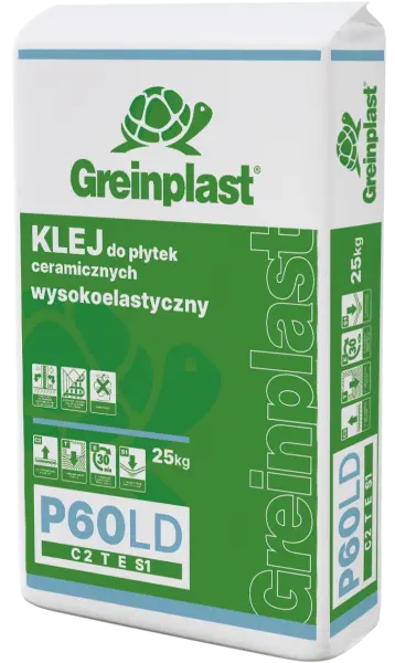 Klej do płytek ceramicznych wysokoelastyczny niskopylący P60LD Typ C2TES1  GREINPLAST P60LD