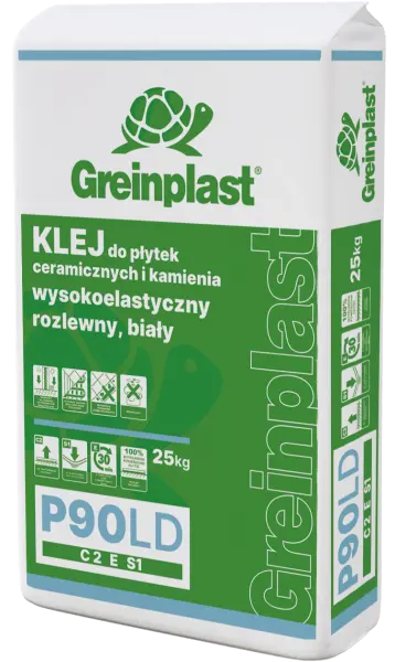 Klej do płytek ceramicznych i kamienia, rozlewny, wysokoelastyczny, biały, niskopylący Typ C2E S1  GREINPLAST P90LD